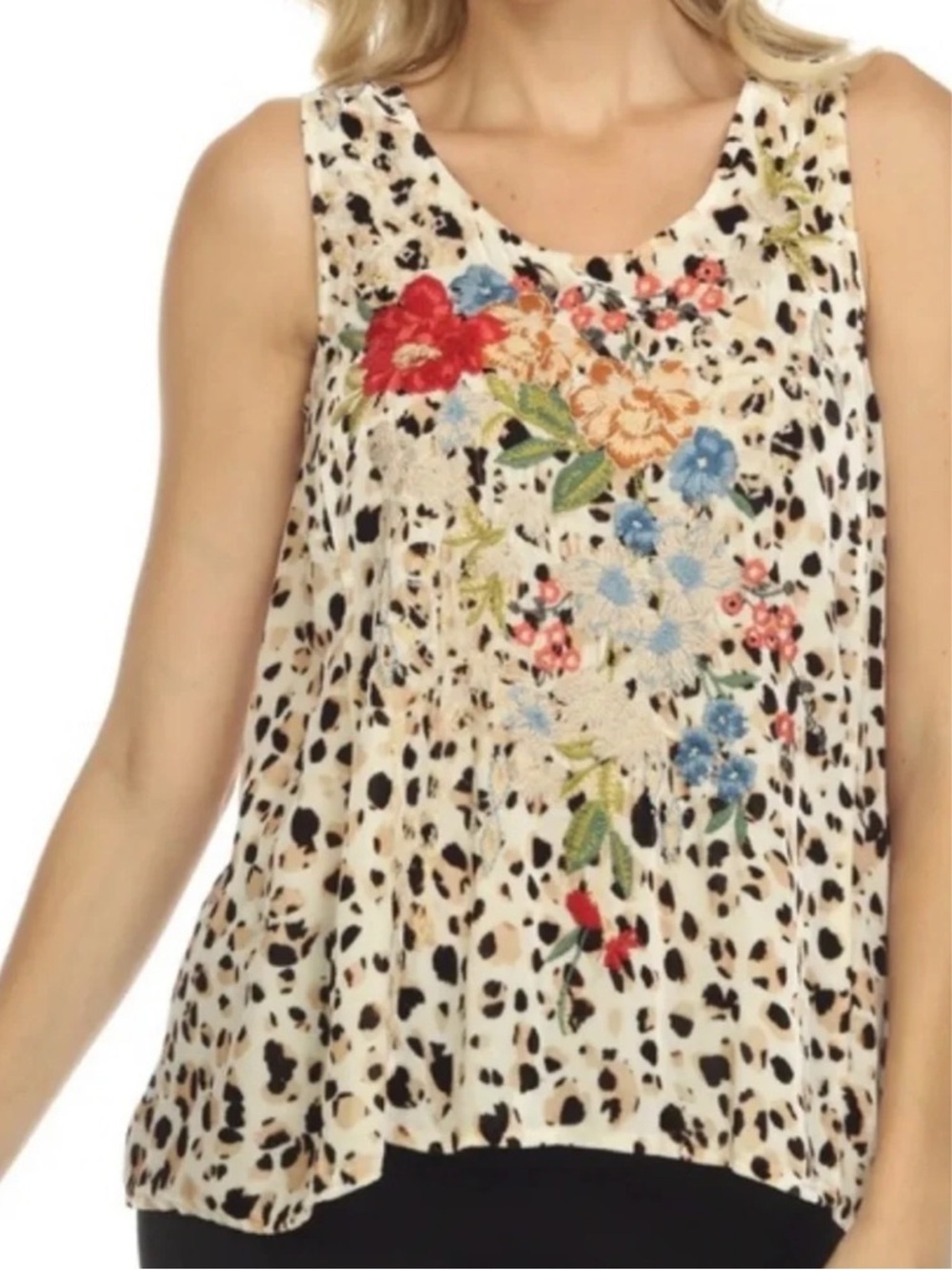 Johnny Was Josephine Velvet Embroidered Swing Tank Top